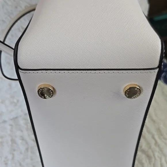 Michael Kors White Tote with Bear Charm Added EUC LIKE NEW - Picture 7 of 13